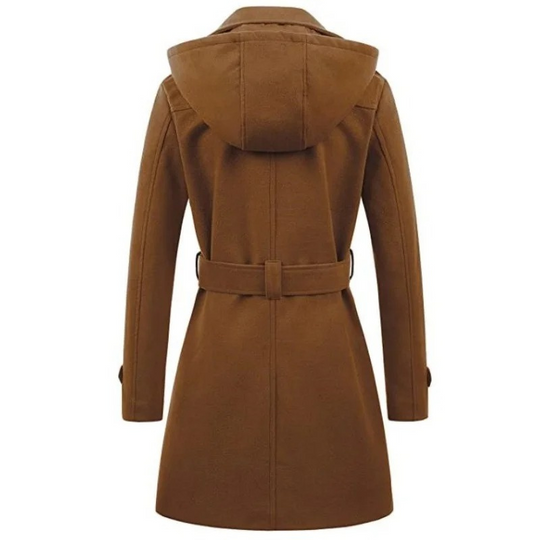 Darvena - Damenmantel Jacke – Kurzer Trenchcoat mit Gürtel und Doppelreiher