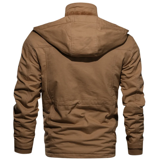 Bronzer - Lederjacke Herren - Warme Übergangsjacke mit Kapuze und mehreren Taschen