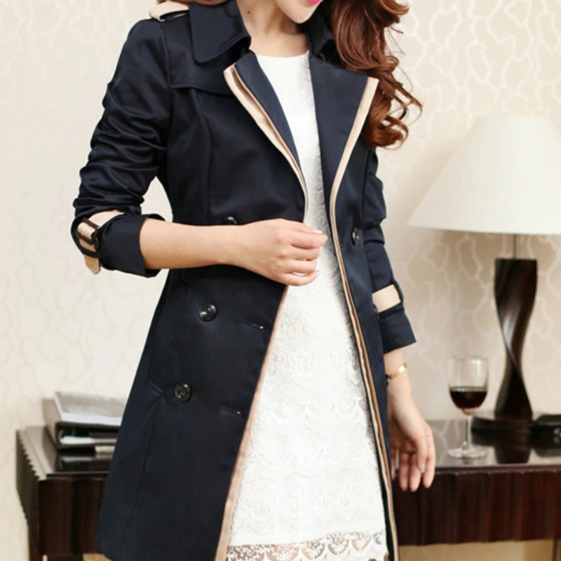 Mantiva - Damen Mantel Trenchcoat Stil, Doppelreihig, Elegantes Design