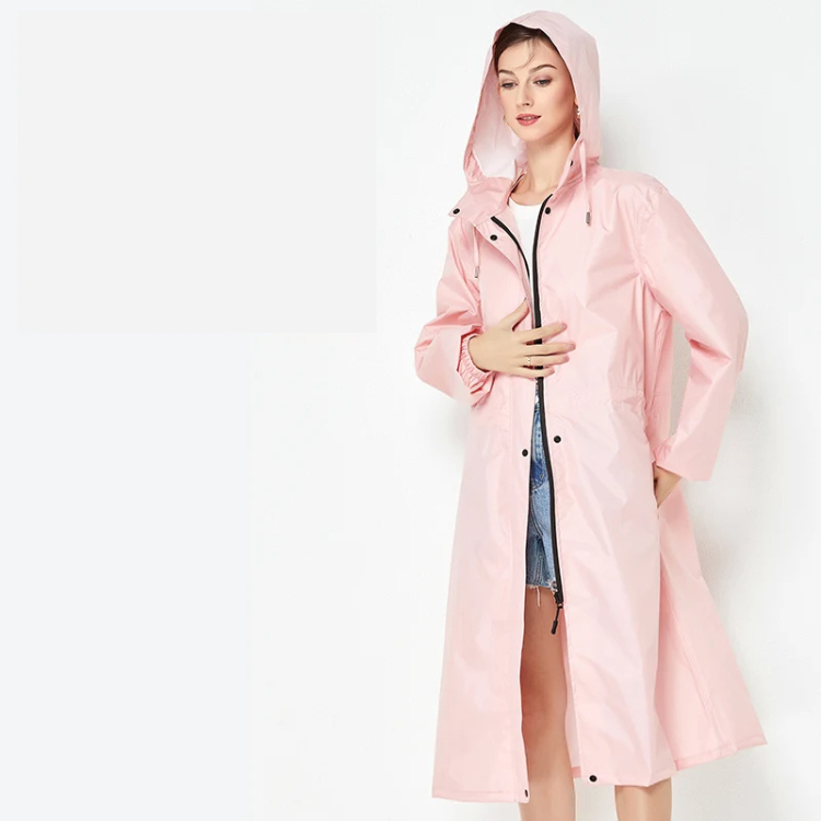 Rainzen - Wasserdichte Regenjacke Damen mit Kapuze, Langer Outdoor-Mantel