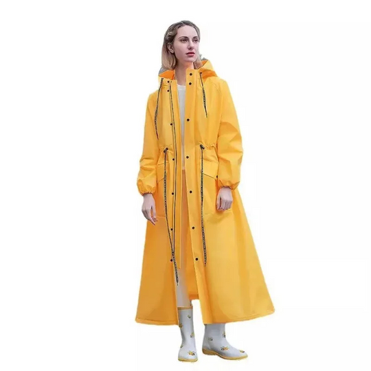 Rainoze - Regenjacke Damen mit Verstellbarer Kapuze, Wasserdichter Langer Mantel