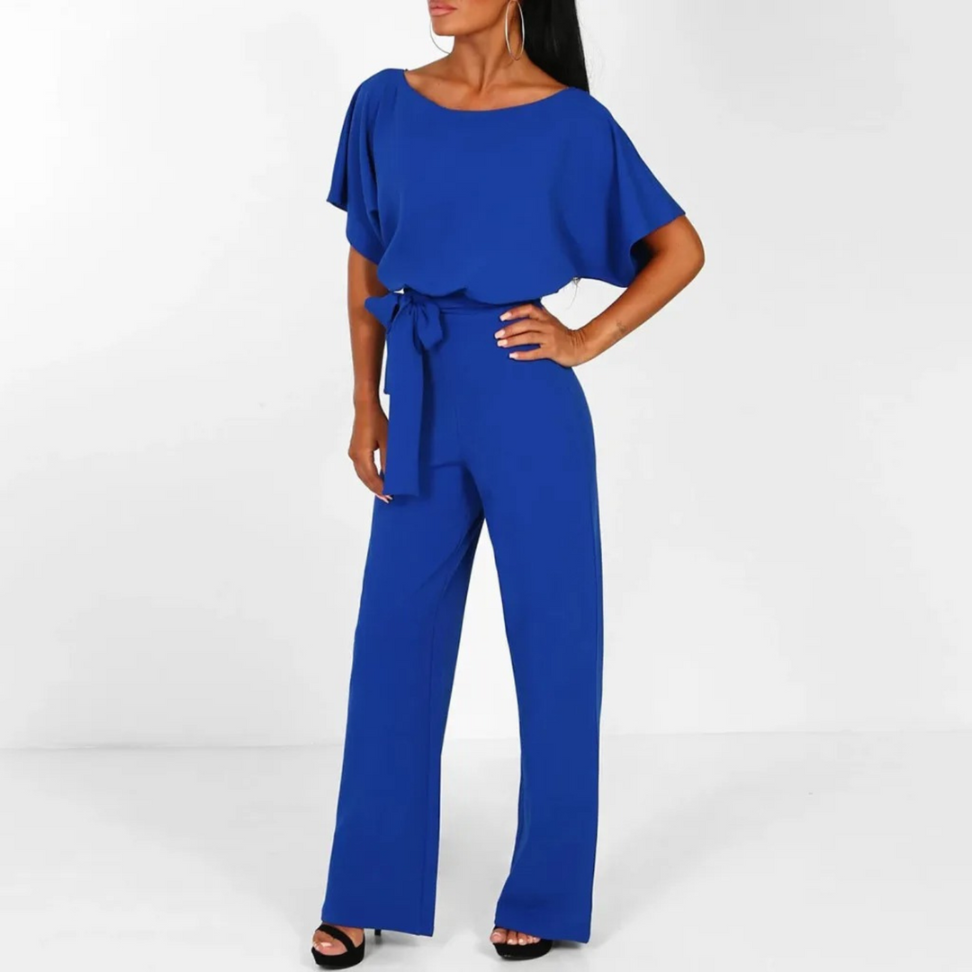 VIDA roter O-Ausschnitt einfacher High-Waist-Hosen-Jumpsuit