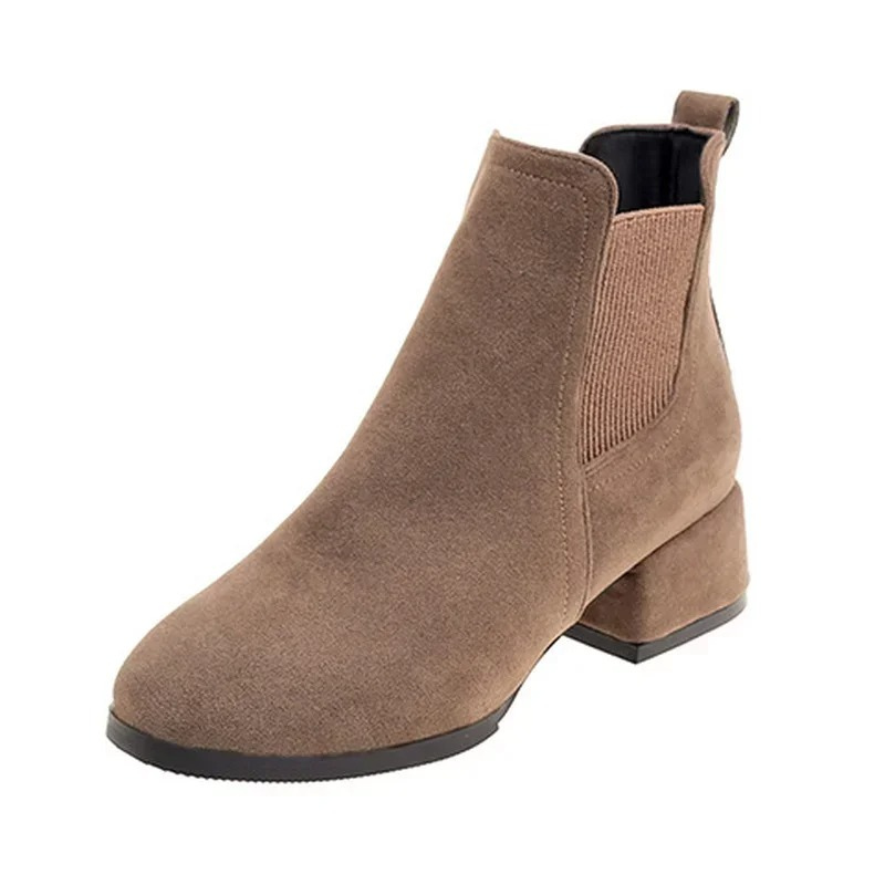 Veloura - Stiefeletten Damen Moderne Chelsea Boots mit Blockabsatz, Elastikeinsatz