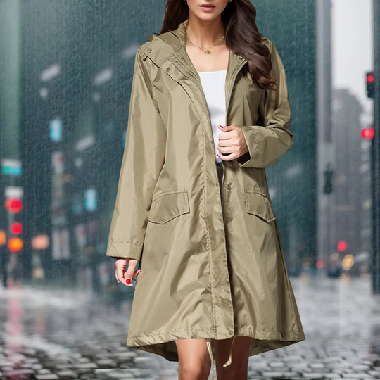 Drynara - Regenjacke Damen mit Punkten und Kapuze, Leichte Wasserdichte Jacke