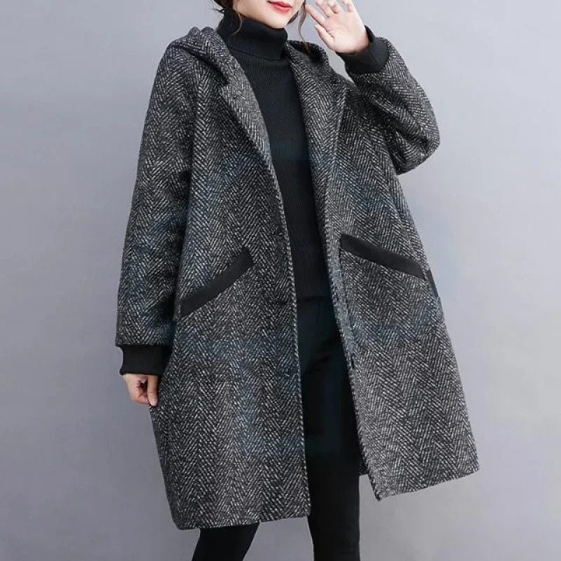 Wintera - Damenmantel Jacke – Oversized Mantel mit Kapuze und praktischen Taschen