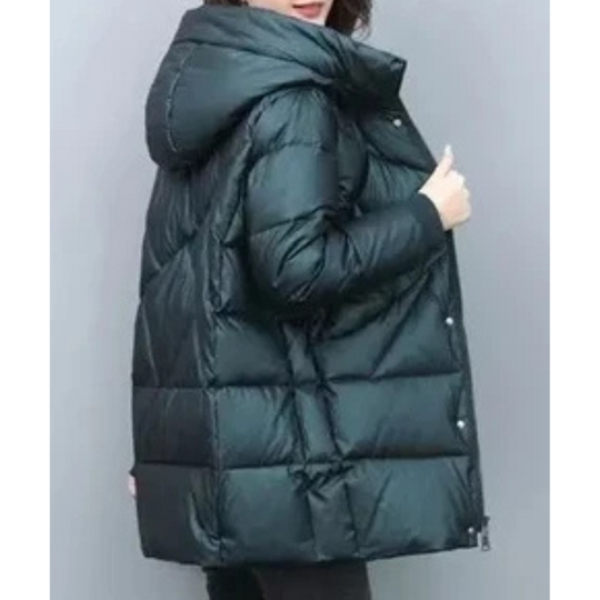 Puffena - Daunenjacke Damen Warm Gepolstert mit Reißverschluss und Taschen