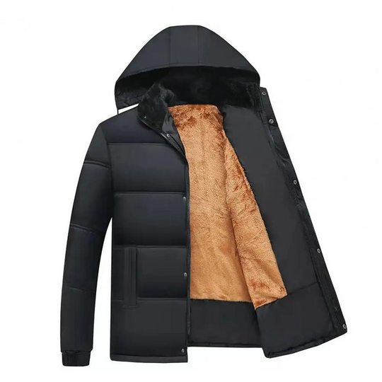 Windpro - Puffer Jacke Herren – Gefütterte Winterjacke mit Kapuze und Fell-Innenfutter