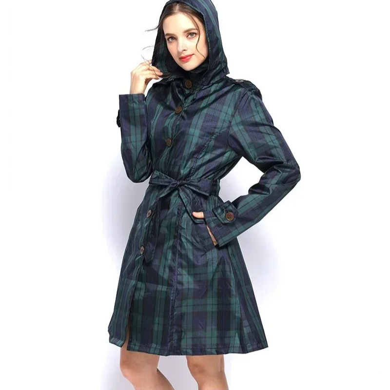 Mistjoy - Regenjacke Damen Mit Kapuze - Wasserdichter Mantel Mit Gürtel