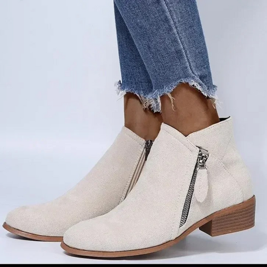 Glamino - Stiefeletten Damen Modische Ankle Boots mit Reißverschluss und Blockabsatz