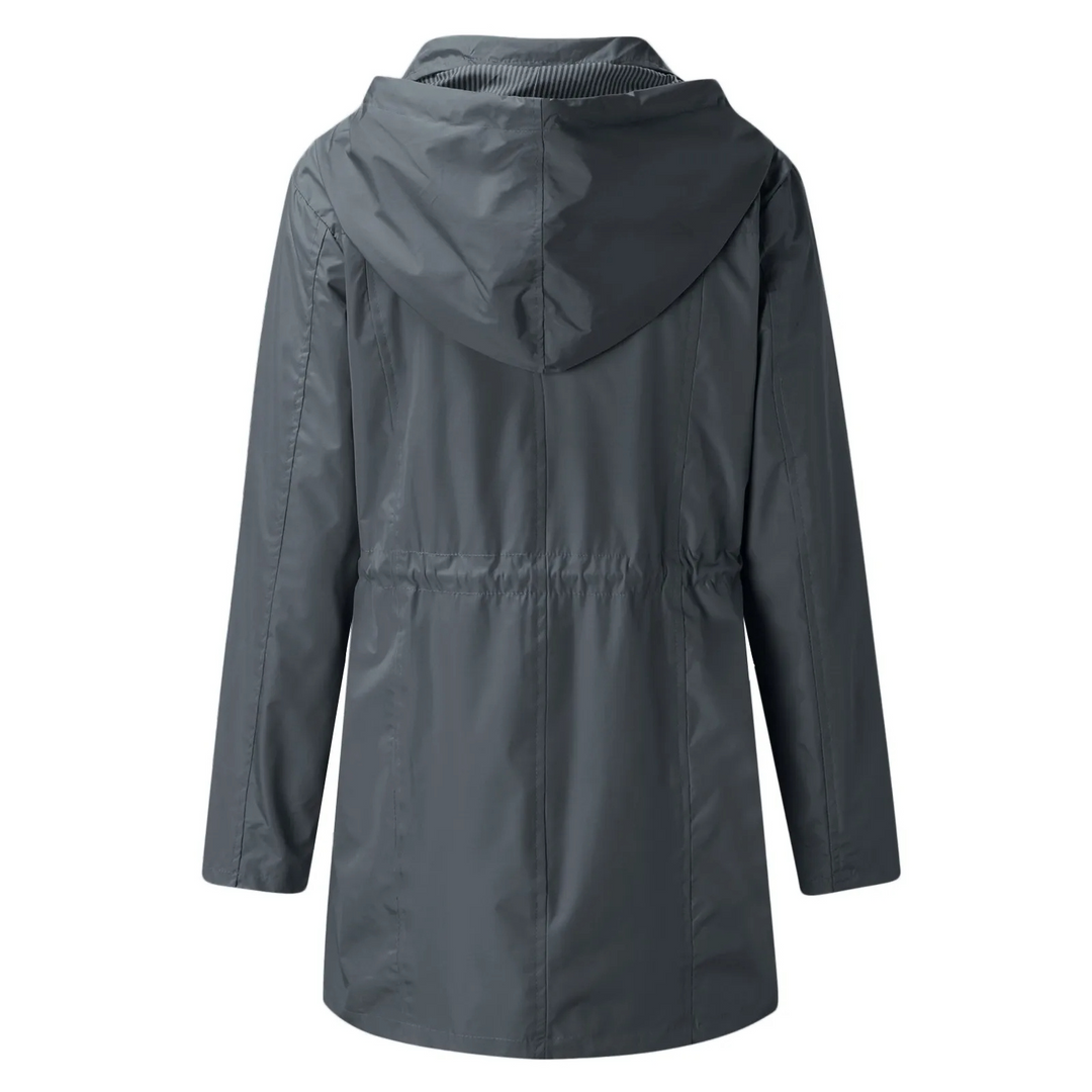 Greywet - Kurze Regenjacke Damen mit Kapuze, Wasserdicht und Verstellbare Taille