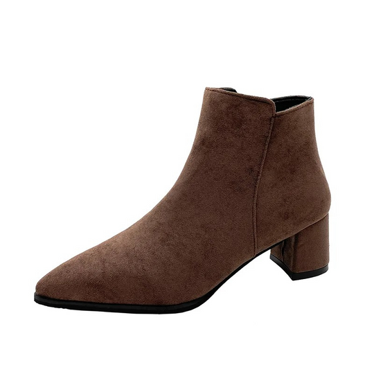 Evlinor - Damen Stiefeletten mit Spitzem Design und Blockabsatz, Eleganter Stil