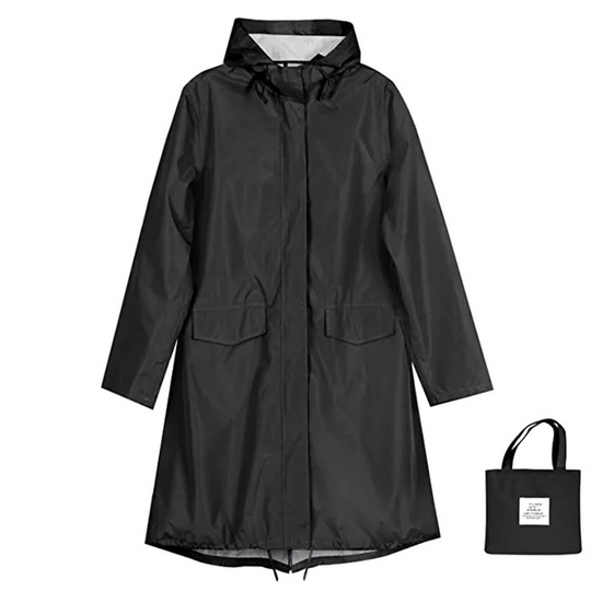 Wetrise - Regenjacke Damen mit Kapuze, Langer Leichter Wasserdichter Mantel