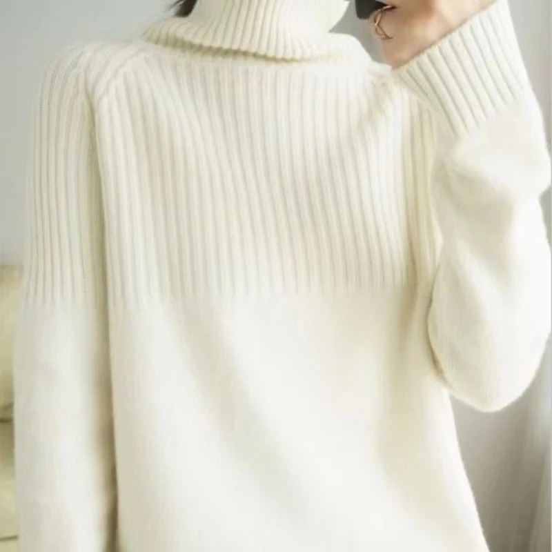 Rollpur - Rollkragenpullover Damen Mit Gerippter Passe