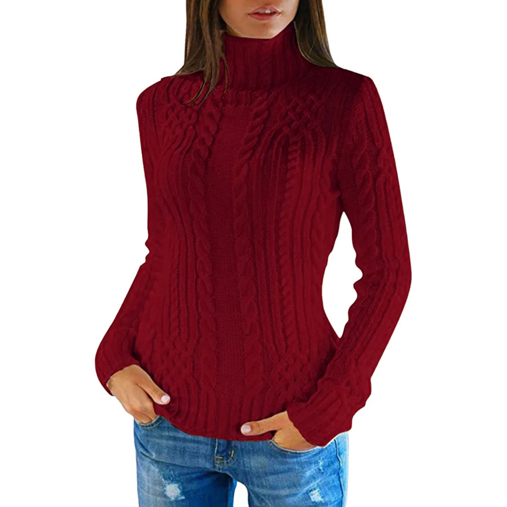 Femkral - Rollkragenpullover Damen, Zopfmuster, Weich und Warm