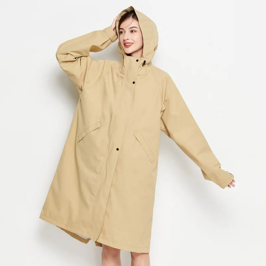 Rainope - Packbare Regenjacke Damen mit Kapuze, Wasserdichter Langer Mantel