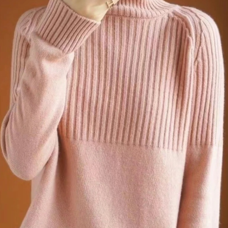 Rollpur - Rollkragenpullover Damen Mit Gerippter Passe