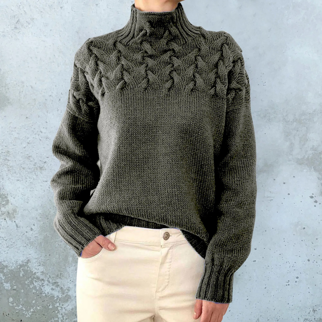 Rollart - Rollkragenpullover Damen, Zopfstrickpullover, Warm und Stilvoll