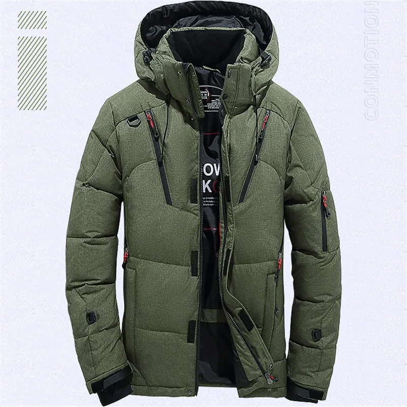 Mantrek - Puffer Jacke Herren – Wasserdichte Winterjacke mit Kapuze und Reißverschlusstaschen