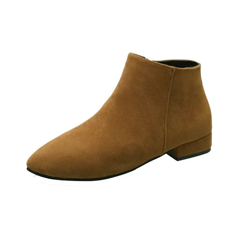 Solvane - Damen Stiefeletten mit Flachem Absatz und Seitlichem Reißverschluss, Elegant