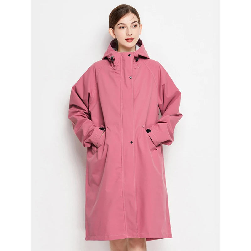 Rainope - Packbare Regenjacke Damen mit Kapuze, Wasserdichter Langer Mantel