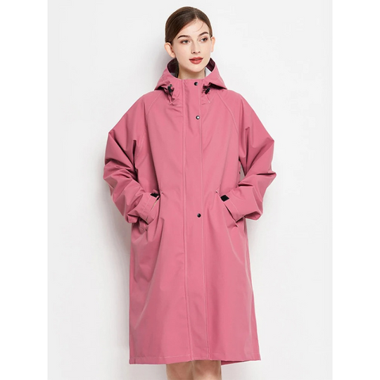 Rainope - Packbare Regenjacke Damen mit Kapuze, Wasserdichter Langer Mantel