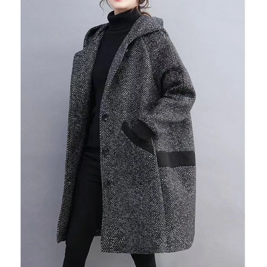 Wintera - Damenmantel Jacke – Oversized Mantel mit Kapuze und praktischen Taschen