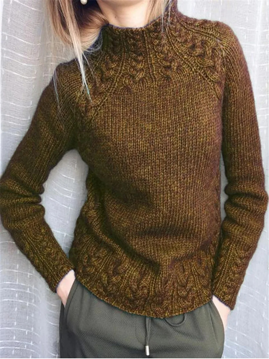 Luxkral - Rollkragenpullover Damen, Schmaler Schnitt Zopfstrickpullover, Lässig