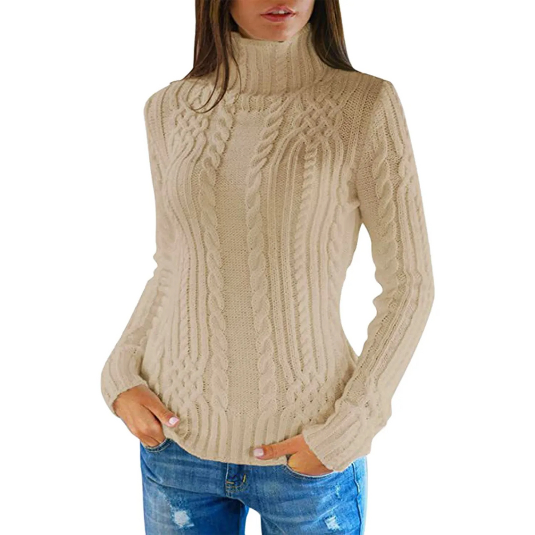 Femkral - Rollkragenpullover Damen, Zopfmuster, Weich und Warm