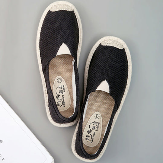 VIDA Flache Sohle Damen Espadrilles aus zerrissenem Leinwandstoff