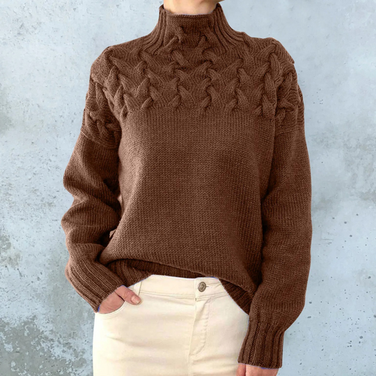 Rollart - Rollkragenpullover Damen, Zopfstrickpullover, Warm und Stilvoll