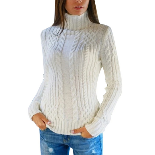 Femkral - Rollkragenpullover Damen, Zopfmuster, Weich und Warm