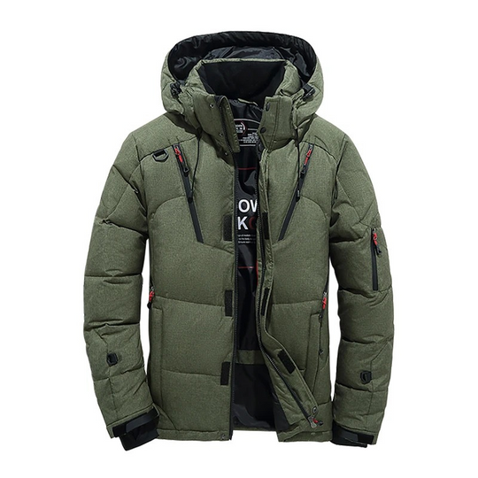 Mantrek - Puffer Jacke Herren – Wasserdichte Winterjacke mit Kapuze und Reißverschlusstaschen