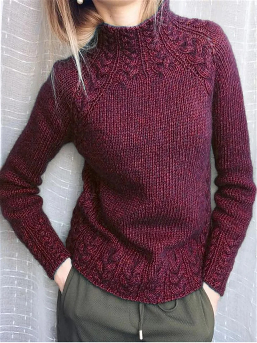 Luxkral - Rollkragenpullover Damen, Schmaler Schnitt Zopfstrickpullover, Lässig