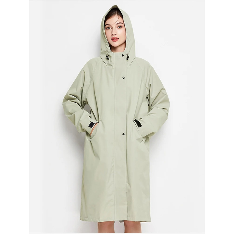 Rainope - Packbare Regenjacke Damen mit Kapuze, Wasserdichter Langer Mantel