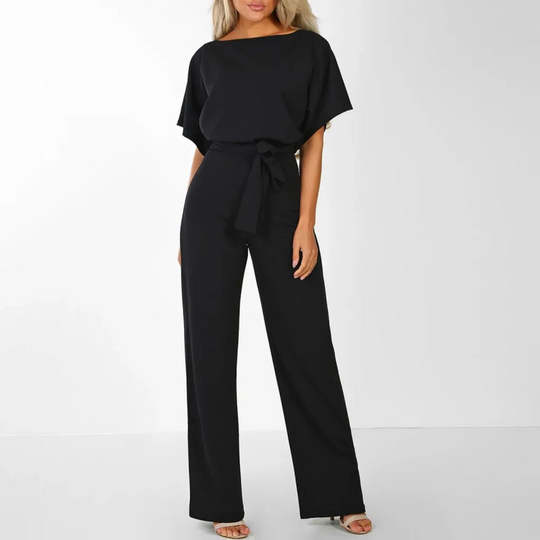 VIDA roter O-Ausschnitt einfacher High-Waist-Hosen-Jumpsuit