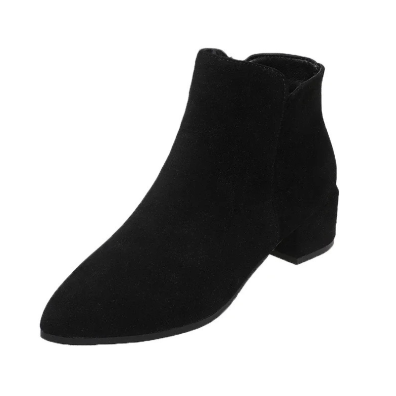 Solvane - Damen Stiefeletten mit Flachem Absatz und Seitlichem Reißverschluss, Elegant