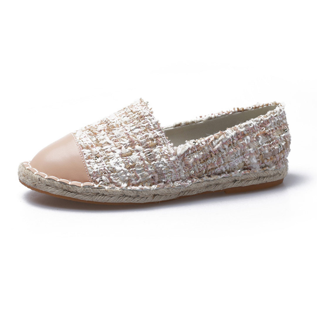 VIDA Flache Leinwand Damen Espadrilles mit Lederpatch