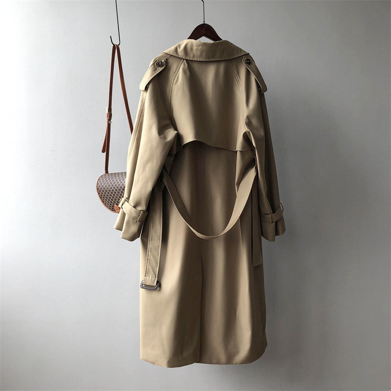 Mantoni - Damen Mantel Langer Trenchcoat, Oversized Stil, Doppelreihig mit Gürtel