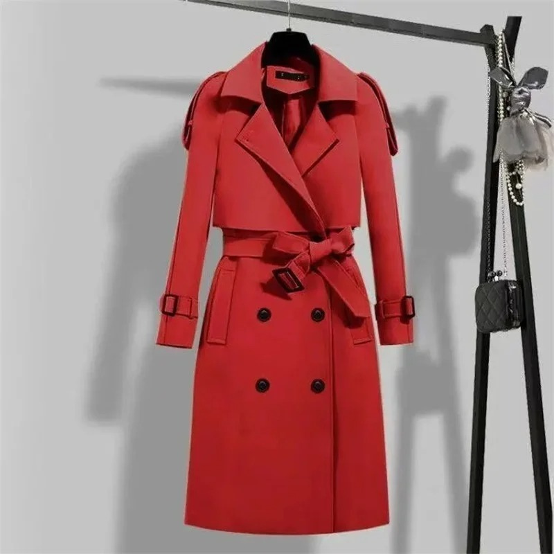 Graceon - Damen Mantel Trenchcoat-Stil, Doppelreihig, Mit Gürtel und Schulterklappen