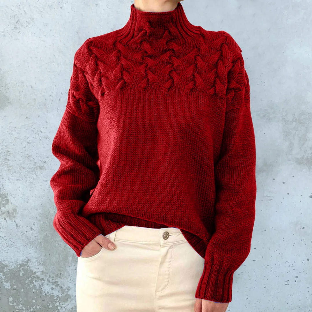 Rollart - Rollkragenpullover Damen, Zopfstrickpullover, Warm und Stilvoll