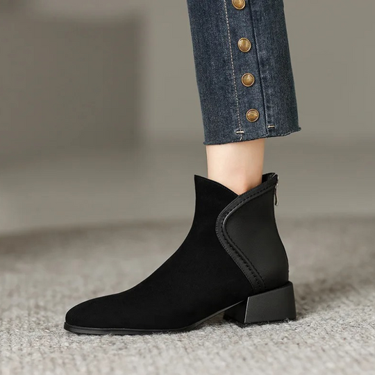 Menolta - Damen Stiefeletten mit Blockabsatz und Kontrastdetails, Modernes Design