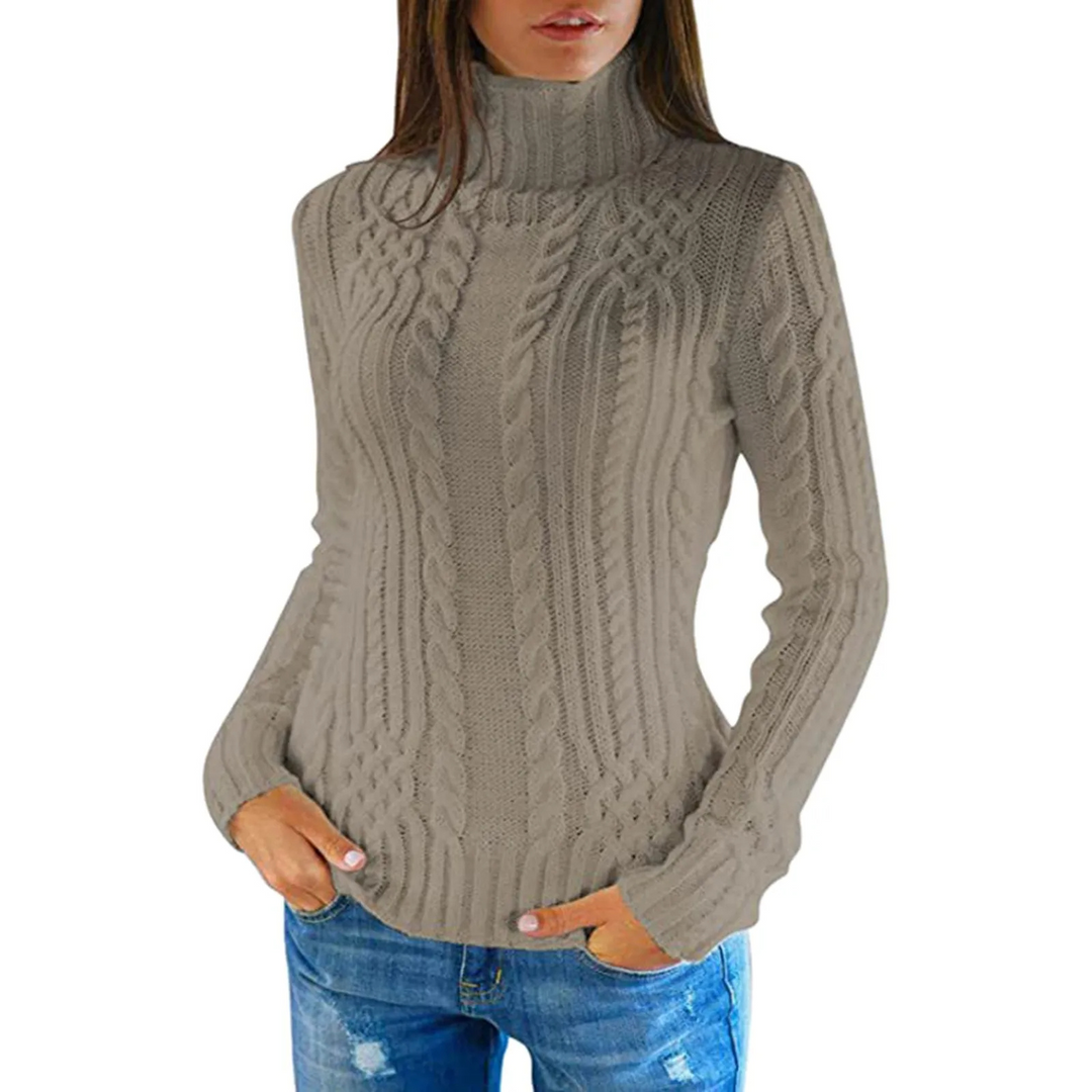 Femkral - Rollkragenpullover Damen, Zopfmuster, Weich und Warm