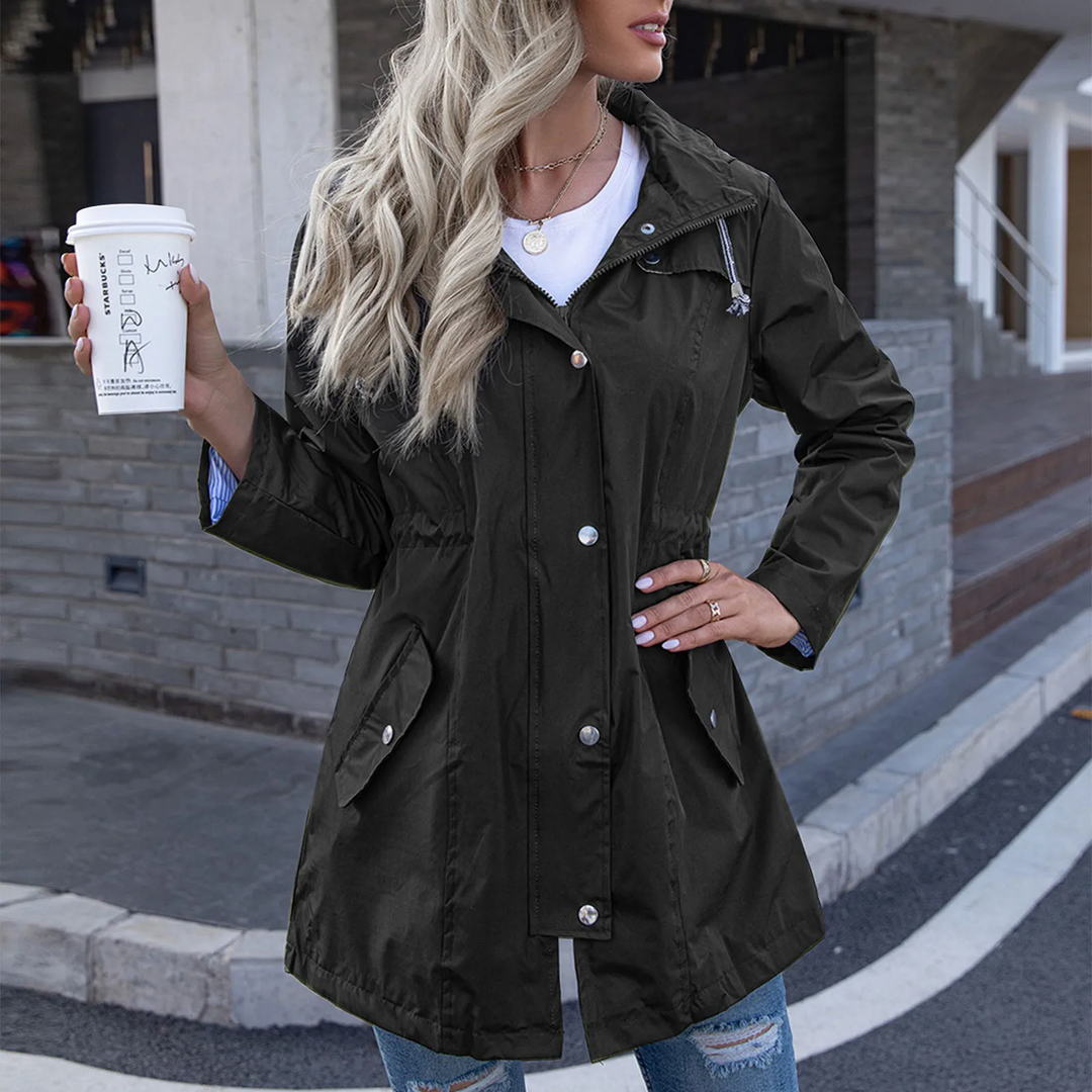 Greywet - Kurze Regenjacke Damen mit Kapuze, Wasserdicht und Verstellbare Taille