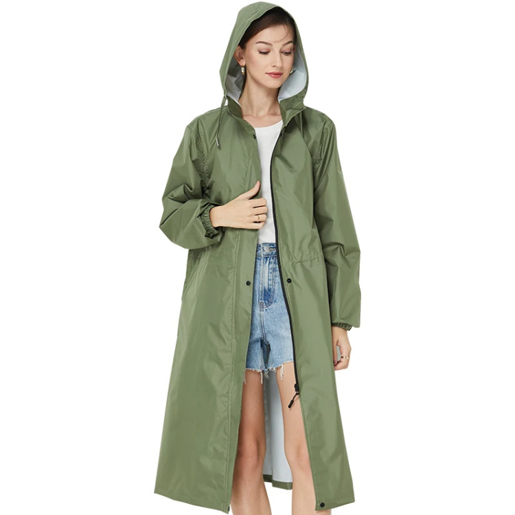 Rainzen - Wasserdichte Regenjacke Damen mit Kapuze, Langer Outdoor-Mantel