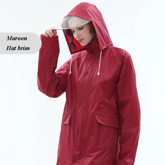 Aqualux - Regenjacke Damen mit Kapuze, Langer Leichter Wasserdichter Mantel