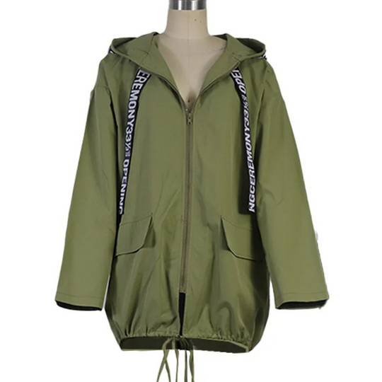 Feminor - Damen Mantel Lässiger Oversized Windbreaker mit Schriftzug-Details