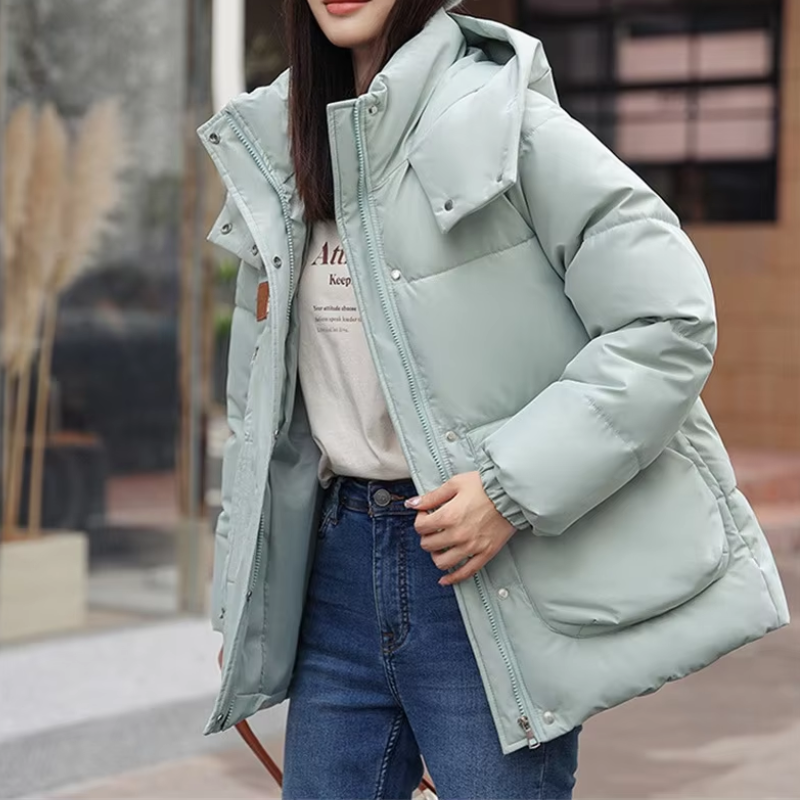 Felubra - Daunenjacke Damen – Warme Winterjacke mit Kapuze und modernem Design