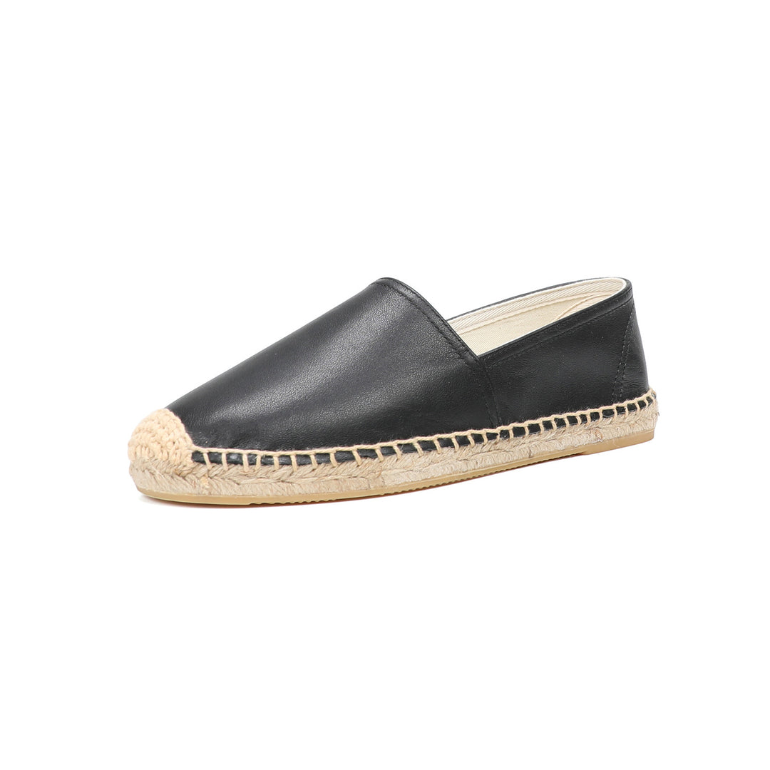 VIDA Flache Kuhleder-Damen Espadrilles im Ballettstil