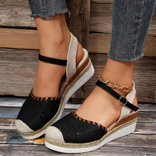 VIDA Mesh-Patch Kontrastfarbe, Knöchelriemen Damen Espadrilles