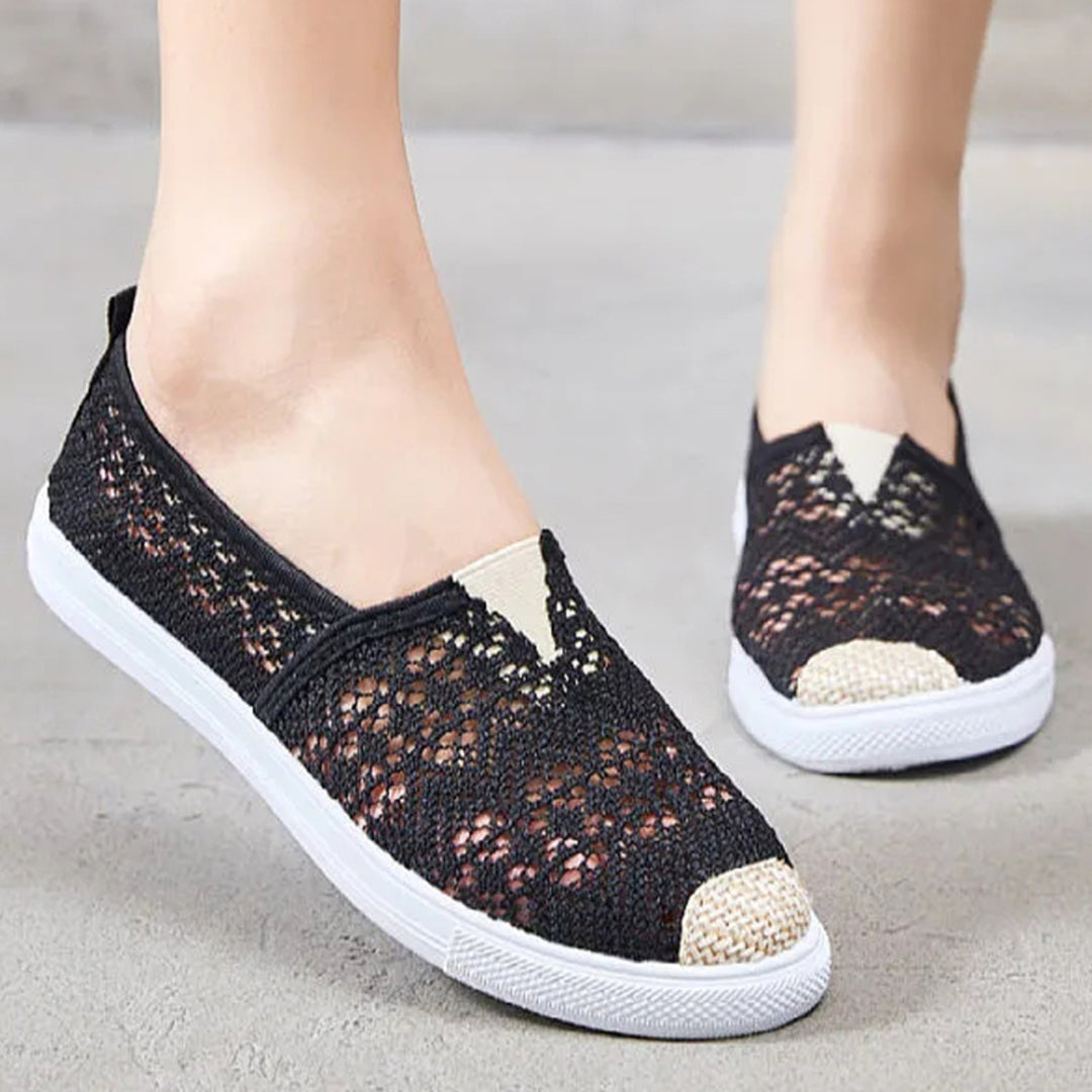 VIDA Flache Sohle Damen Espadrilles aus zerrissenem Leinwandstoff